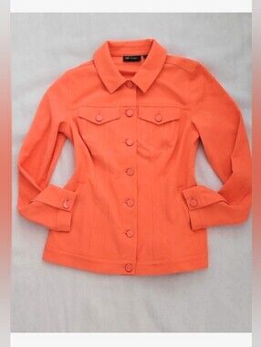 NWOT! Fall Formal Chic Y2k Orange Stretch Women's Button Front Autumn Jacket XS